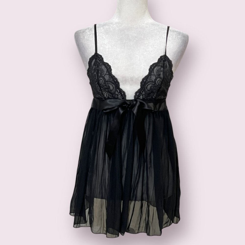Victoria's Secret Sleepwear Babydoll Black Lace Size Small